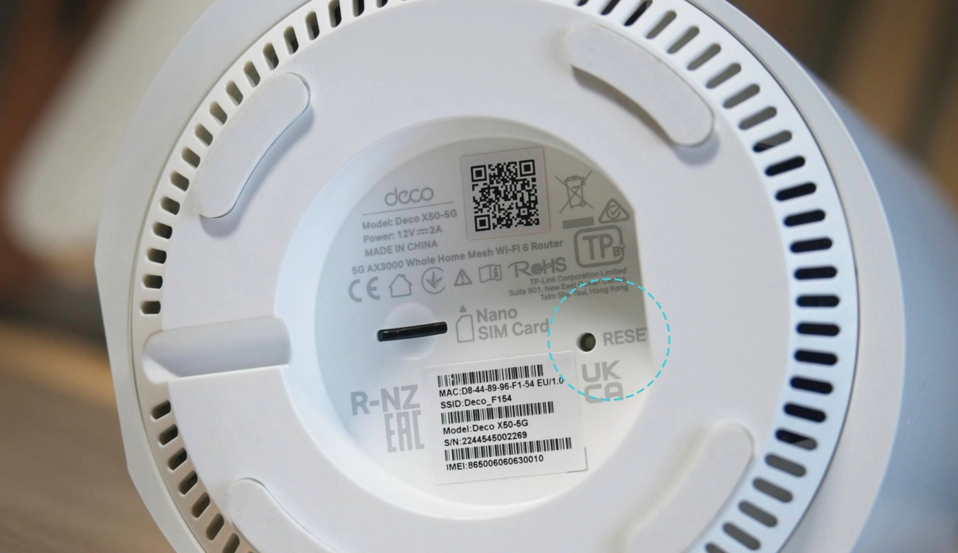 How do I reset tp link deco setup